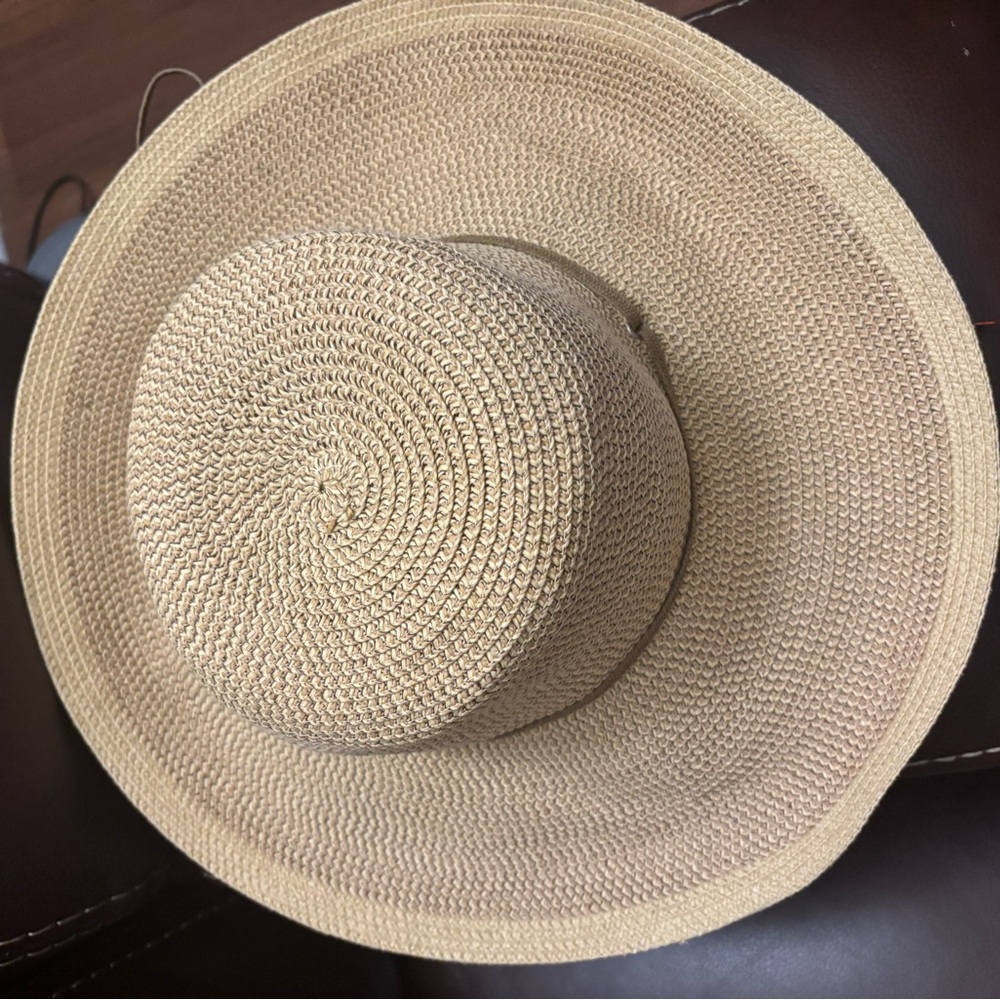 Wide Brim Straw Sun Hat - Beige